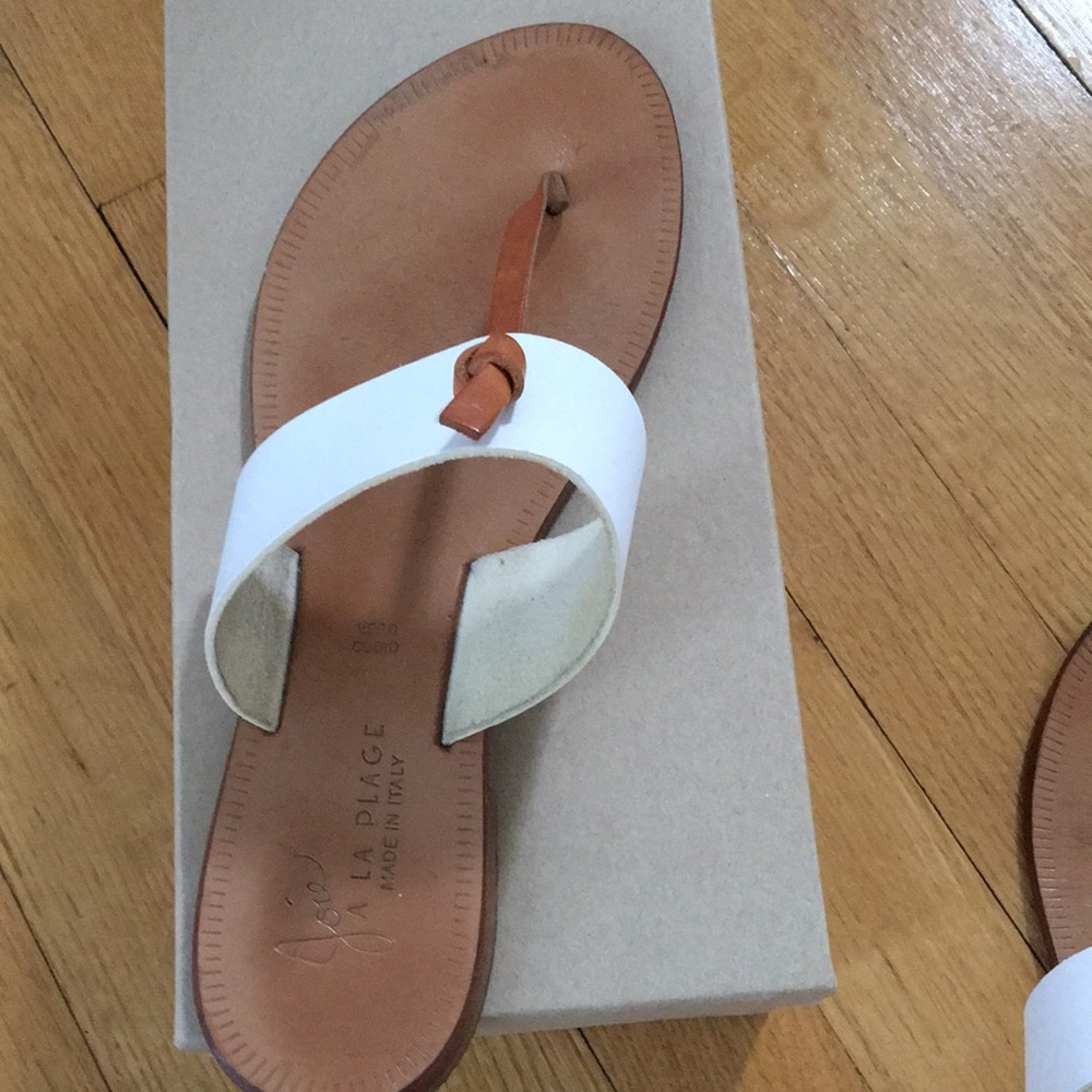 All leather Joie sandals white and tan 8